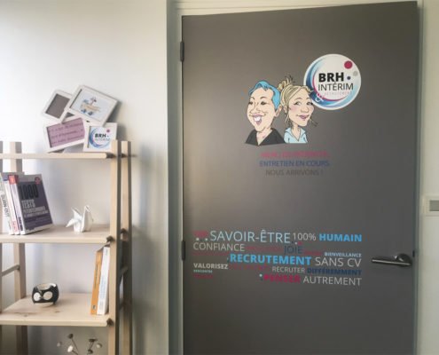 signaletique-brh-interim-signaletique ILV, adhésif en lettres découpées et décoration - BRH Intérim nantes