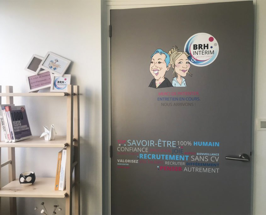 signaletique-brh-interim-signaletique ILV, adhésif en lettres découpées et décoration - BRH Intérim nantes