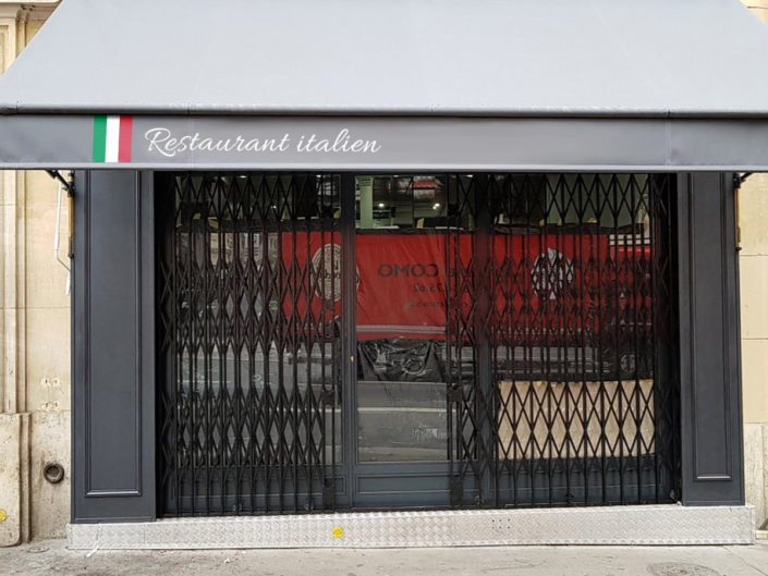 restaurant-lambrequin-store-banne-enseigne-nantes Lambrequin de store banne publicitaire pour le restaurant italien à Nantes